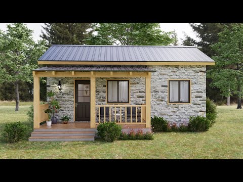 16'x26' (5x8 Meters) 1-Story Small House | Cozy Stone Cottage