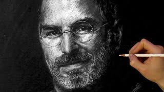 STEVE JOBS White charcoal Portrait - ThePortraitArt