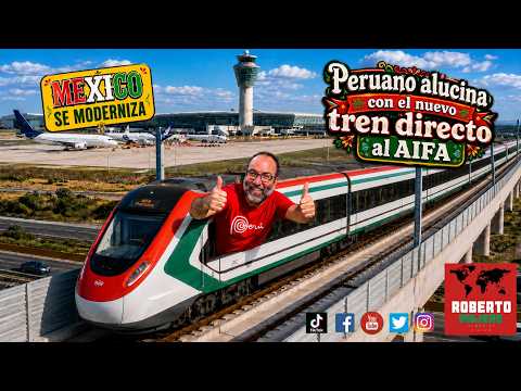 Peruvian man is amazed by the new train to AIFA Airport in Mexico.