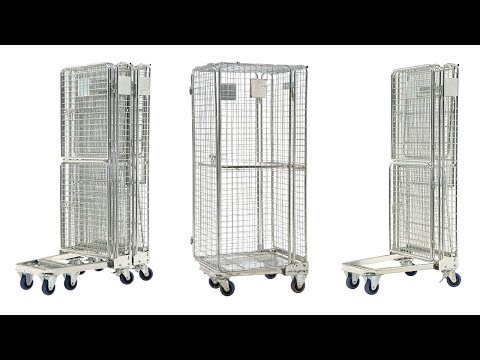 Roll rontainer rental roll cage full security a-nestable with rubber wheels