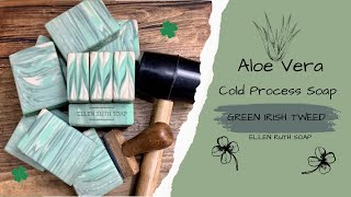 Making ☘️GREEN IRISH TWEED🍀 w/ Aloe Vera + Doing a Clyde Slide Soap Pour | Ellen Ruth Soap