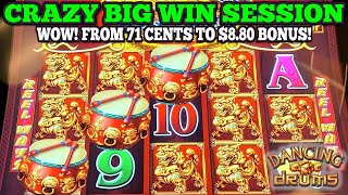 CRAZY BIG WIN SESSION ON DANCING DRUMS SLOT | Lightning Buffalo Link Slot Big Win | Las Vegas Slots