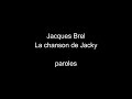 Jacques Brel-La chanson de jacky-paroles