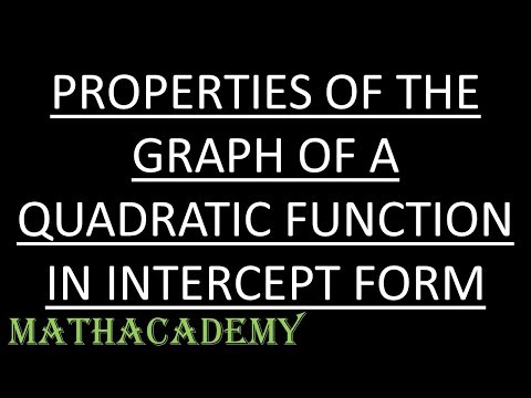 Properties of the Graph of a Quadratic Function in Intercept Form | Quadratics | Algebra 