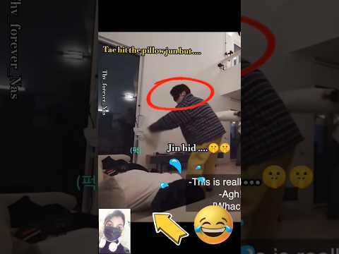 Awww🤯‼️ Taehyung playing blind pillow fight,🥵😅 hit jin his so shocked 😲🤣🤣🤣#bts#shorts#taehyung#jinn
