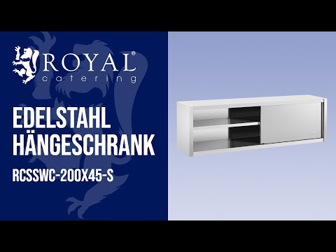 Video - Edelstahl Hängeschrank - 200 x 45 cm - Royal Catering - 30 kg