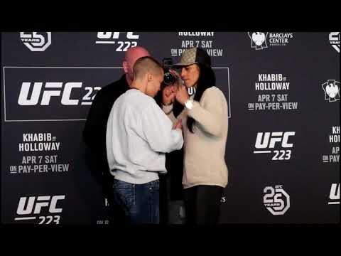 INTENSE STAREDOWN!! Rose Namajunas vs Joanna Jedrzejczyk l UFC 223 Media Day