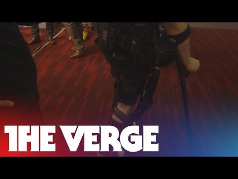 Exoskeleton demo at CES 2014: Ekso Bionics helps Paul Thacker walk again