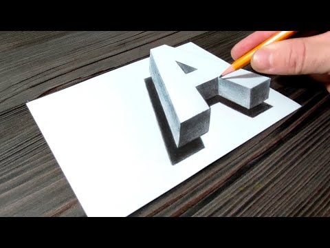 How To Drawing 3D Floating Letter A - Optical Illusion - 3D Trick Art on paper. Very Easy!