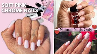 Simple & Elegant Natural Nails 💅🏽| Chrome Valentine Nails | Londontown Modern Chromance Set