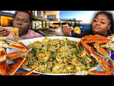 HOW TO MAKE EASY SHRIMP SCAMPI RAMEN!!! | HASHTAG THE CANNONS | MUKBANG EATING SHOW!!!