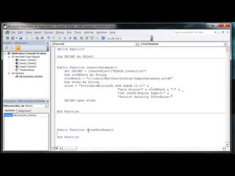 Excel 2010 VBA Tutorial 71   ADODB   Database Connections   YouTube