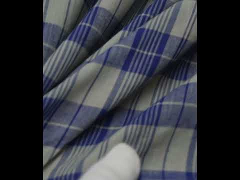 Check Blue & Grey Pure Cotton 70 GSM Handwoven Fabric — video