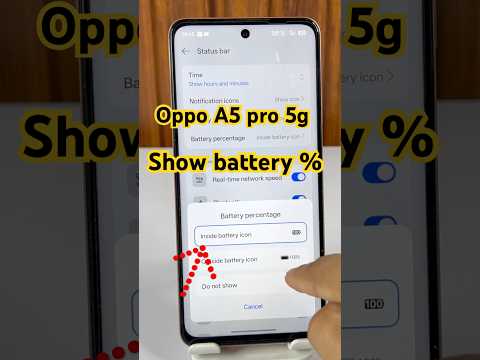 Show battery percentage in oppo a5 pro 5g #oppoa5pro #oppo #batterypercentageshow #opposetting