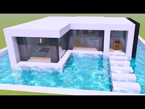 MANYACRAFT - Minecraft Tutorial - How to make a Modern House with Pool and Furniture