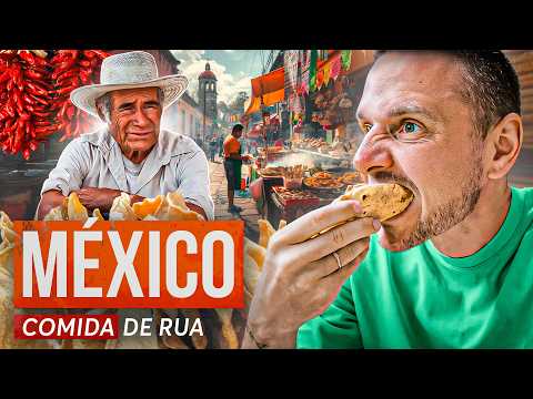 Tacos de formiga, cactos cozidos e pizza de pele de porco. Comida de rua mexicana.