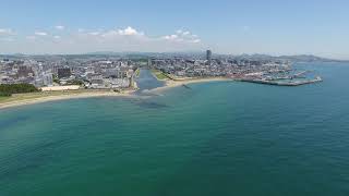 明石川沖からの眺め（4Kドローン空撮）