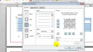 How to hide table border lines in Microsoft word