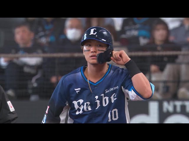 【1回表】ライオンズ・佐藤龍世 昨日に続き!! レフトへの2点タイムリーヒットで追加点!!   2024年4月7日 北海道日本ハムファイターズ 対 埼玉西武ライオンズ