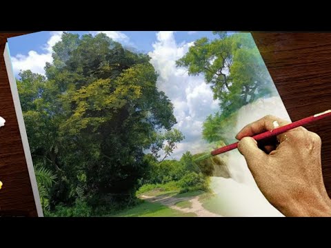 How To Paint Tree Deatails With Acrylic paints  #483 For beginners