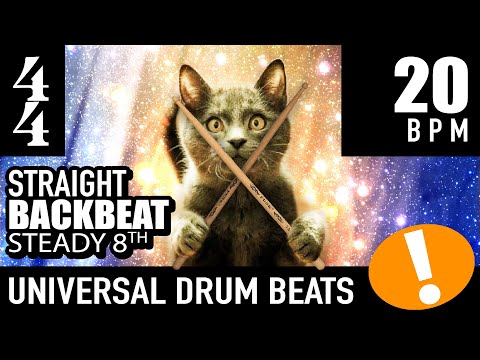 Play Too! 4/4 Backbeat - Straight - Steady 8th [20 BPM] Universal Drum Beat Backing Track