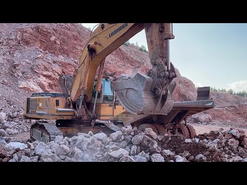 Liebherr 974 Excavator Loading Caterpillar 775 Dumper - Sotiriadis/Labrianidis Quarry Works