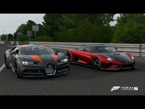 Forza 7 Drag race: Bugatti Chiron SS (Replica) vs Koenigsegg Regera