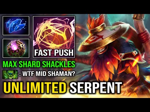 UNLIMITED SERPENT Solo Mid Shadow Shaman Insane Fast Push with OP Max Shackles Aghs Shard Dota 2