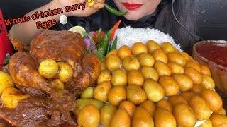 ASMR EATING SPICY WHOLE CHICKEN CURRYEGG CURRYRICE