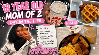 Trying Chick-fil-A’s NEW S’mores Milkshake + Chicken & Waffle Sandwich | 18-Year-Old Mom of 2
