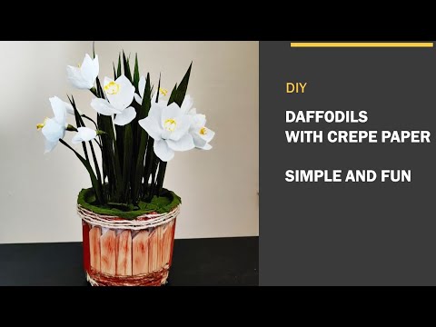 DIY Mini Daffodil Garden | Paper flowers | Make daffodils with crepe paper