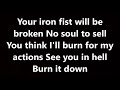 five finger death punch - burn it down (lyrics)