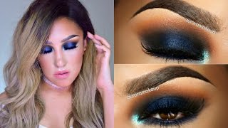 Ojos Ahumados en AZUL/ Smokey eye in BLUE makeup tutorial  | auroramakeup