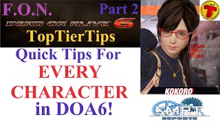 DEAD OR ALIVE 6: Character Quick Tips [PART 2] (Learn Every Character in 8 Minutes or Less!)