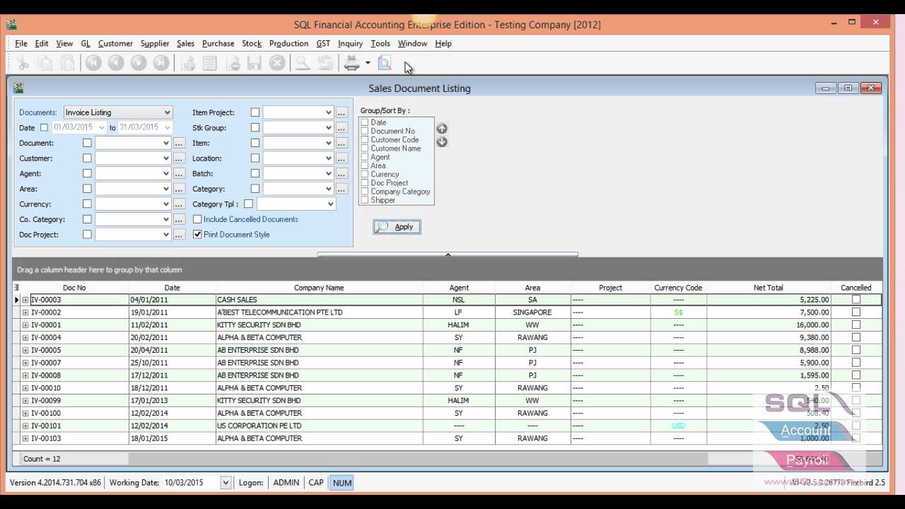 Sales Invoicing Batch Print Invoices