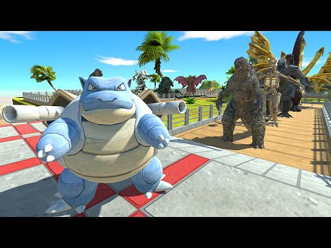 NEW UNIT | Blastoise vs Shin Godzilla vs Ghidorah Oasis Death Run - Animal Revolt Battle Simulator