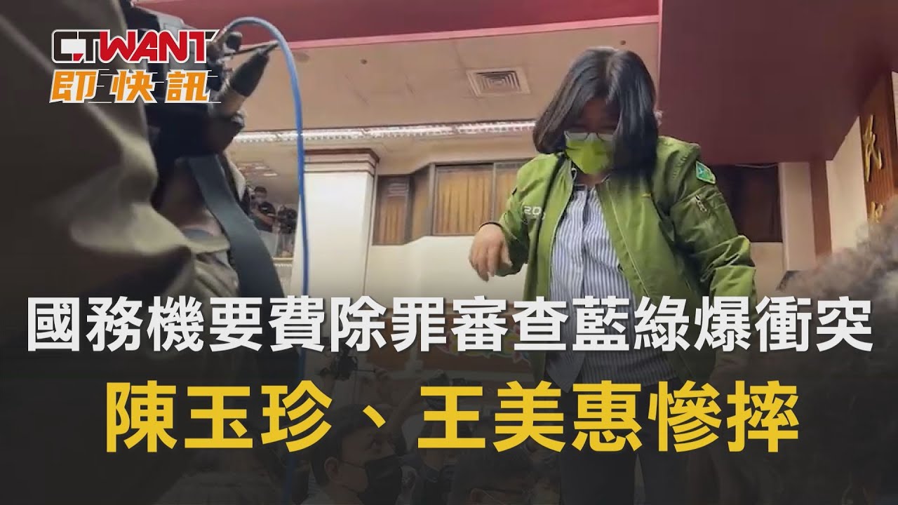 圖說-國務機要費除罪審查「藍綠爆衝突」　陳玉珍、王美惠慘摔