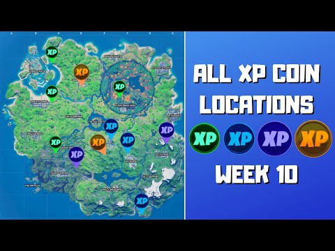 All 11 XP Coins Locations in Fortnite Season 4 Chapter 2 Week 10! (Green, Blue, Purple, and Gold)
