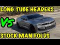 Long Tube Headers Vs Stock Manifolds!