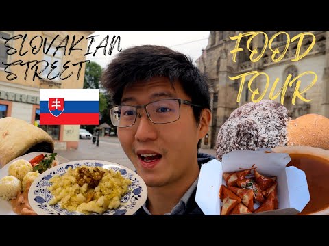 SLOVAKIAN STREET FOOD TOUR 🇸🇰- HRACHOVA, HALUSKY, PIEROGIS & UKRAINIAN SWEETS in Kosice, Slovakia!