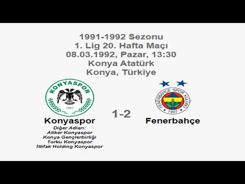 Konyaspor 1-2 Fenerbahçe 08.03.1992 - 1991-1992 Turkish 1st League Matchday 20 (FB's Goals) (Ver. 2)