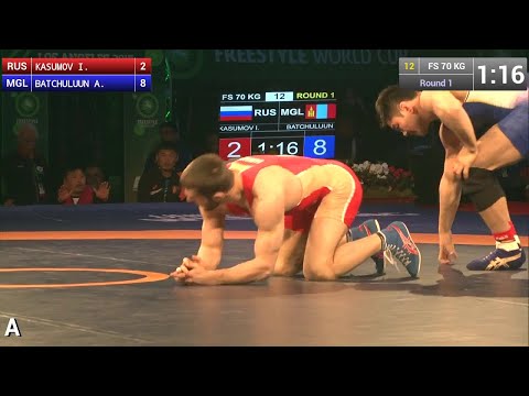 Round 1 FS - 70 kg: Israil KASUMOV (RUS) df. Ankhbayar BATCHULUUN (MGL) by FALL, 8-10