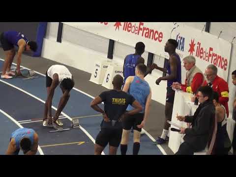 Dylan déterminé: 21"68 (200m ESM F3) -  Championnats Rég. en salle ES-SE,  Eaubonne, 19 jan 2019