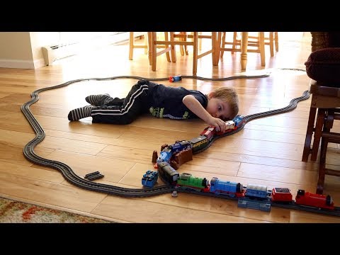 BUILDING A THOMAS TRAIN TRACK THROUGH OUR HOUSE!