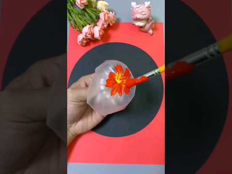 How to make flowers painting with plastic bag | Creative painting ideas #shorts #creative
