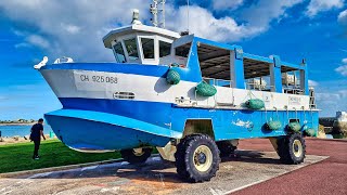 Amphibious Ferry driving into the Water / Ship for LAND & WATER