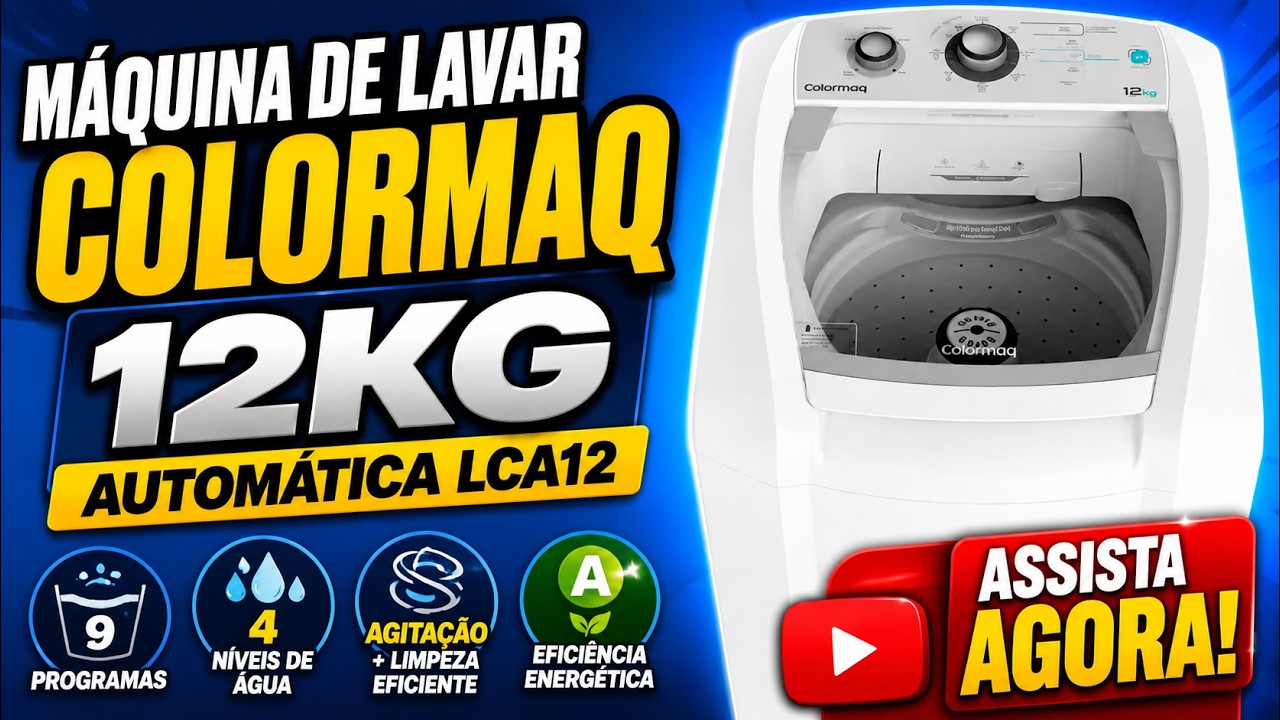 Miniatura da avaliação em vídeo de Máquina De Lavar Roupa Automática Colormaq 12kg