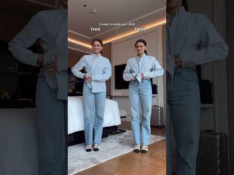 THIS or THAT? 🤍 2 ways to style a shirt! Which look feels more chic on you? ✨ #timelessfashion