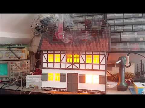 House on fire Vollmer 1280 - How we made it - DCC, smoke & fire effects - G scale