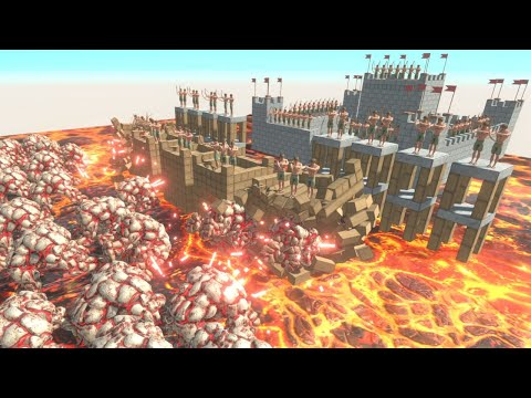LAVA GOLEM Army vs 100 Defenders Animal Revolt Battle Simulator